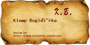 Klemp Boglárka névjegykártya